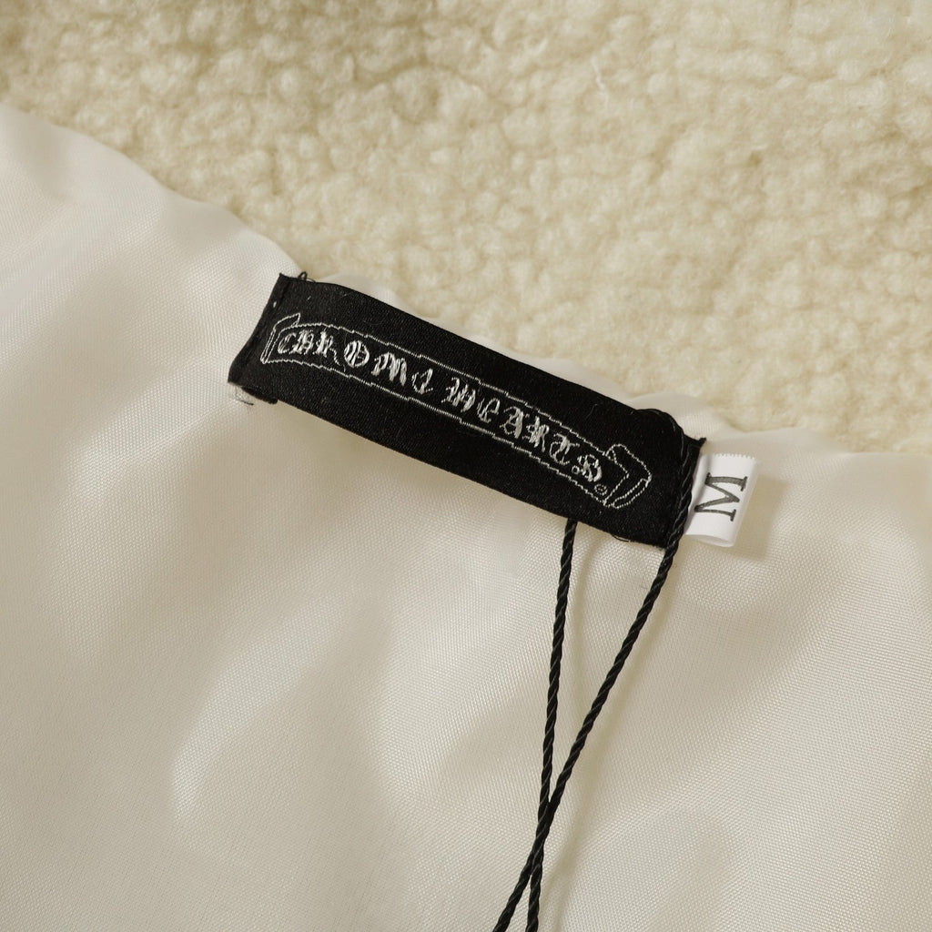 Chrome Hearts Horseshoe Embroidered Sherpa Jacket - Black Cream Gothic Coat 825