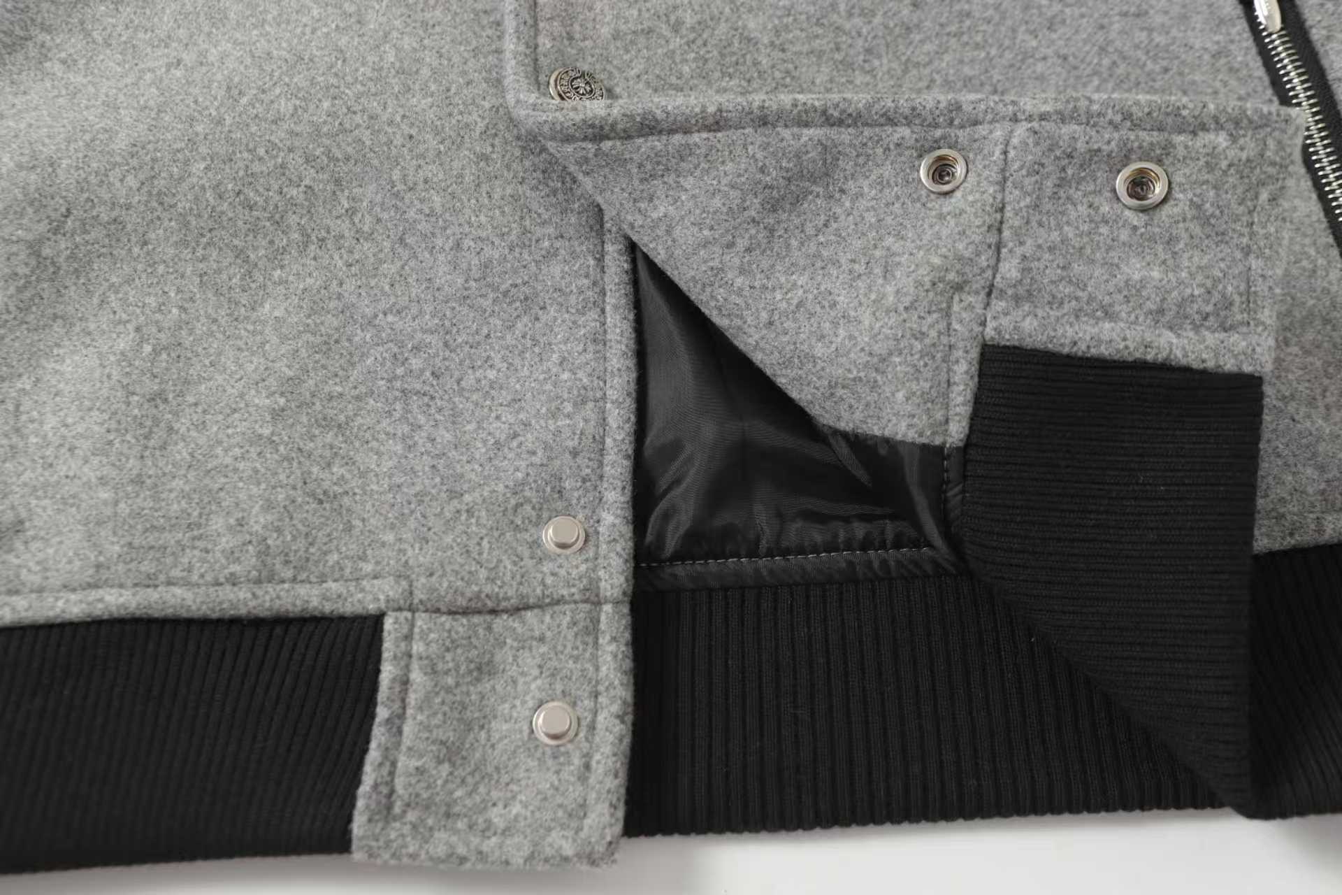 Chrome-Hearts Multi Cross Varsity Jacket - Grey Black Street Jacket 2215