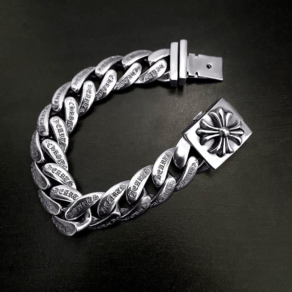 Chrome Hearts Retro Plus Cross Box ID Classica chain Bracelet 925 Sterling silver